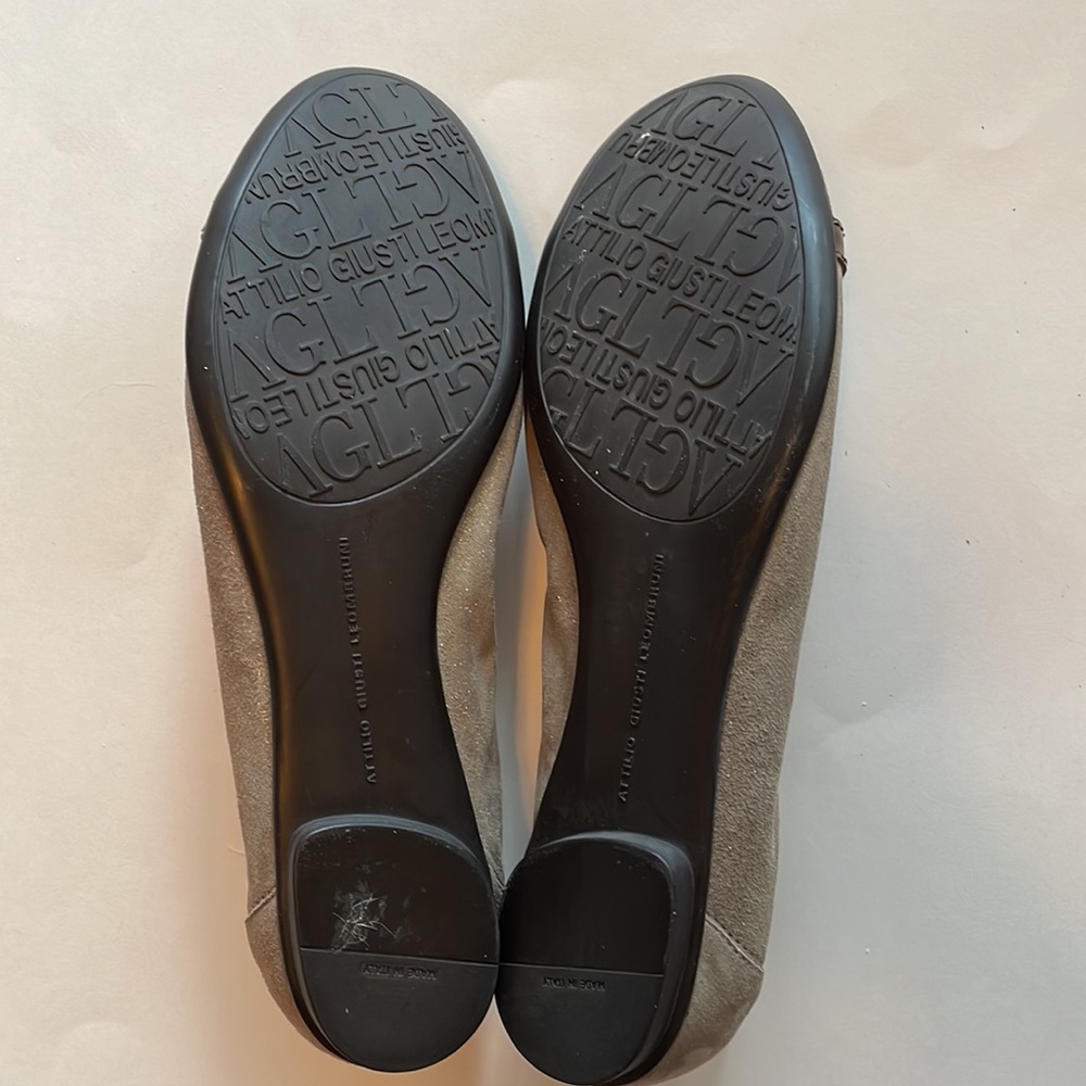 Agl Flats Python Toe Shimmery Tan Leather Size 42 - image 7